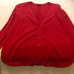 Talbots Red Pop Girlfriend cardigan M